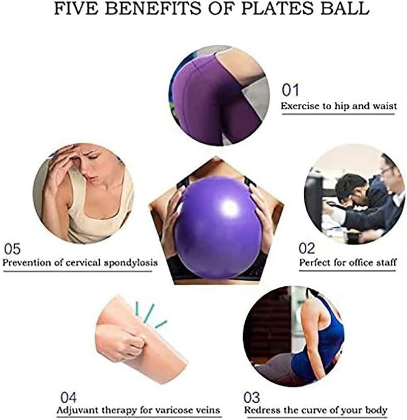 MOMPLUS 9 Inch Exercise Pilates Mini Yoga Balls Barre for Home Stability Squishy Training Physical Therapy Improves Balance with Inflatable Straw - Image 3